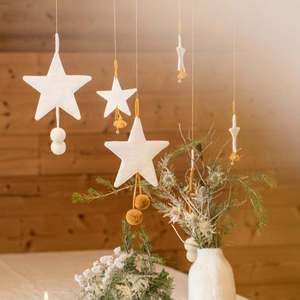 Home Decor: Muskhane Felt Pompoms Star | Five Colours