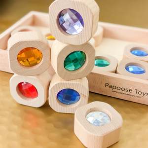 Loose Part Play: Bitcoin Sparkle Rainbow Gem Block Set - 15 pieces