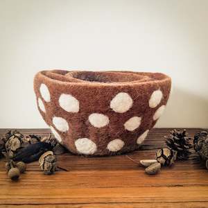 Loose Part Play: Felt Mushroom Bowls - Brown