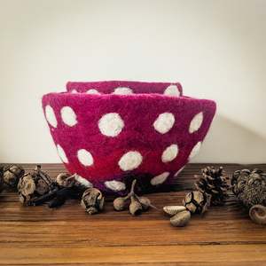 Loose Part Play: Felt Mushroom Bowls - Maroon