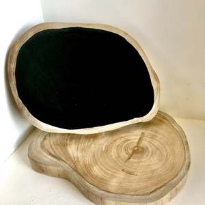 Natural Wooden Slab with Blackboard