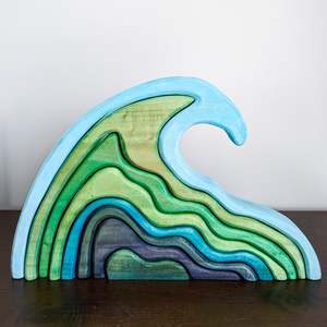 Blocks And Construction: Large Wooden Wave Stacker