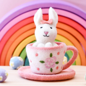 Animal Play: Tara Treasures | Easter Bunny Rabbit in a Teacup