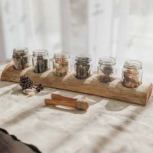 Messy Play: Wooden Paint Tray with Glass Jars
