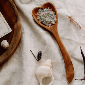 Scoops And Fine Motor Tools: Teak Wood Heart Spoon
