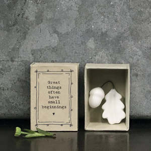 East Of India: Porcelain Acorn Matchbox Keepsake
