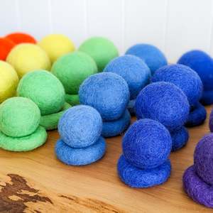 Artisans Of Batur Village: Rainbow Felt Balls and Rings Set - 56 pieces