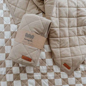 Reversible Quilt | Playmat - Khaki Gingham
