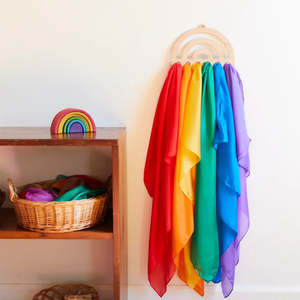 Accessories: Sarah's Silks | Wooden Playsilk Display - Rainbow