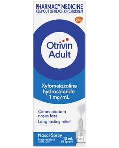 Products: Otrivin ADULT Nasal Spray 10ml - Limit of 2 per customer only