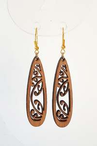 Products: Wooden Kowhaiwhai Teardrop Earrings