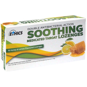 Cough And Cold: ETHICS Soothing Medicated Lozenges Honey Lemon 16 Pack