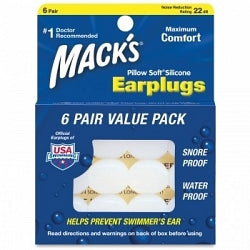 MACKS Ear Plugs Silicone 6 pairs