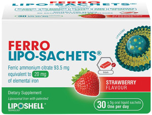 Health Supplements: LIPOSHELL Ferro Iron Lipo-Sachets 30 x 5g gel