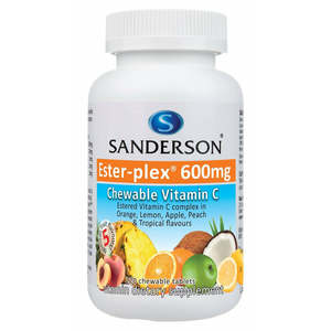Health Supplements: SANDERSON Ester-Plex Vitamin C 600mg 220 Five Fruits Flavour Chewable Tablets