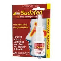 Nasal Spray: Sudafed Nasal Decongestant Spray 20ml - Limit of 2 per customer only