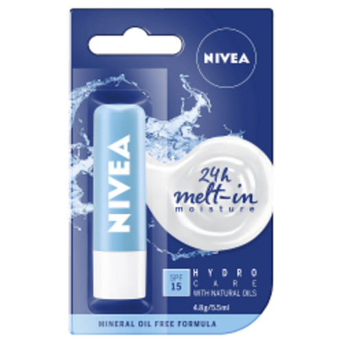 Lip Care: NIVEA Hydro-Care 24hr Lip Balm SPF 15 4.8g