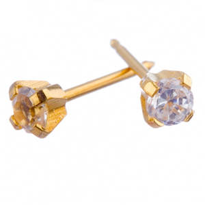 Gold Cubic Zirconia 4mm Earrings