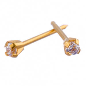 Gold Cubic Zirconia 2mm Earrings