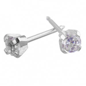 Cubic Zirconia: Silver Cubic Zirconia 4mm Earrings