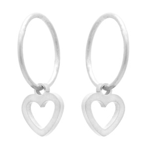 Glam Sleeper with Open Heart Charm Siler