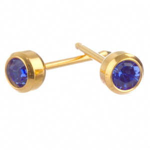 Bezel: September 3mm Gold Bezel Earrings