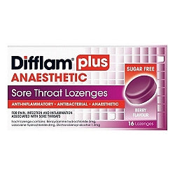 DIFFLAM Lozenges Plus Anaesthetic Berry Flavour 16 Pack