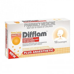 DIFFLAM Lozenges Plus Anaesthetic Honey Lemon 16 Pack