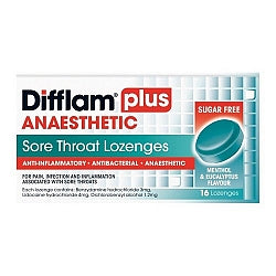 DIFFLAM Lozenges Plus Anaesthetic Eucalyptus & Menthol 16 Pack