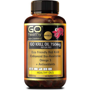 Fish Nutritional Oils: GO Krill Oil 750mg Reflux Free 60 Capsules