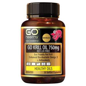 Fish Nutritional Oils: GO Krill Oil 750mg Reflux Free 30 Capsules