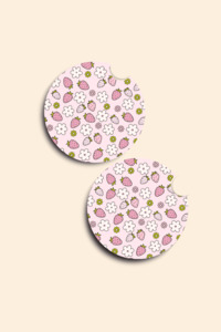 Car Coasters: Strawberry Fields Car Coasters - 2 Pack