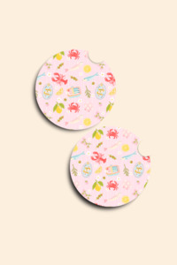 Car Accessories: Coastal Picnic Coasters - 2 Pack