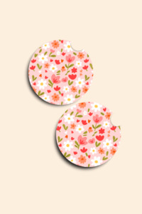 Car Accessories: Pink Meadow Coasters - 2 Pack