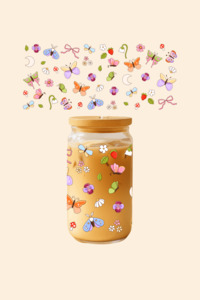 Glass Tumblers: Spring Butterflies Glass Tumbler