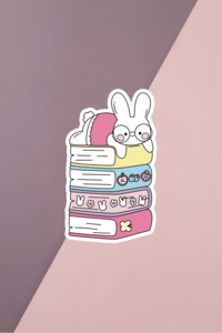 Under 20: Bunny Book Stack Sticker