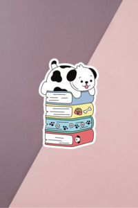 Under 20: Dog Book Stack Sticker