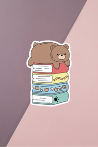 Bear Book Stack Sticker