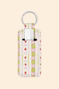 Strawberry Ribbon - Lip Balm Holder Keychain