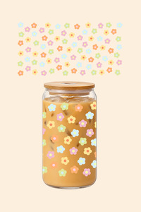 Glass Tumblers: Mini Pastel Flowers Glass Tumbler