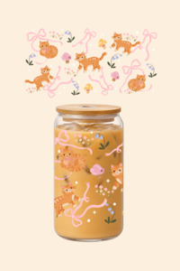 Cat & Bows Glass Tumbler