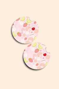 Car Accessories: Fruit Salad - 2 Pack Car Coasters