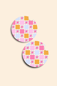 Car Accessories: Quilted - 2 Pack Car Coasters
