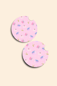 Car Accessories: Bookish Floral - 2 Pack Car Coasters