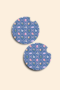 Car Accessories: Bookish Blue - 2 Pack Car Coasters