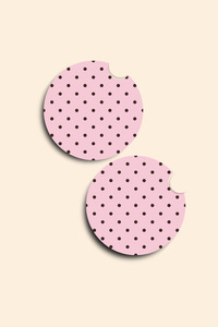 Pink Polka Dots - 2 Pack Car Coasters