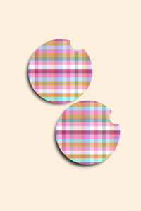Car Accessories: Cozy Plaid - 2 Pack Car Coasters