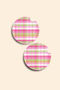Spring Plaid - 2 Pack Car Coasters