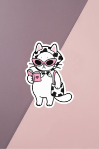 Reading Cat Sticker