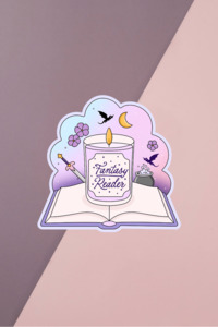 Fantasy Reader Candle Sticker